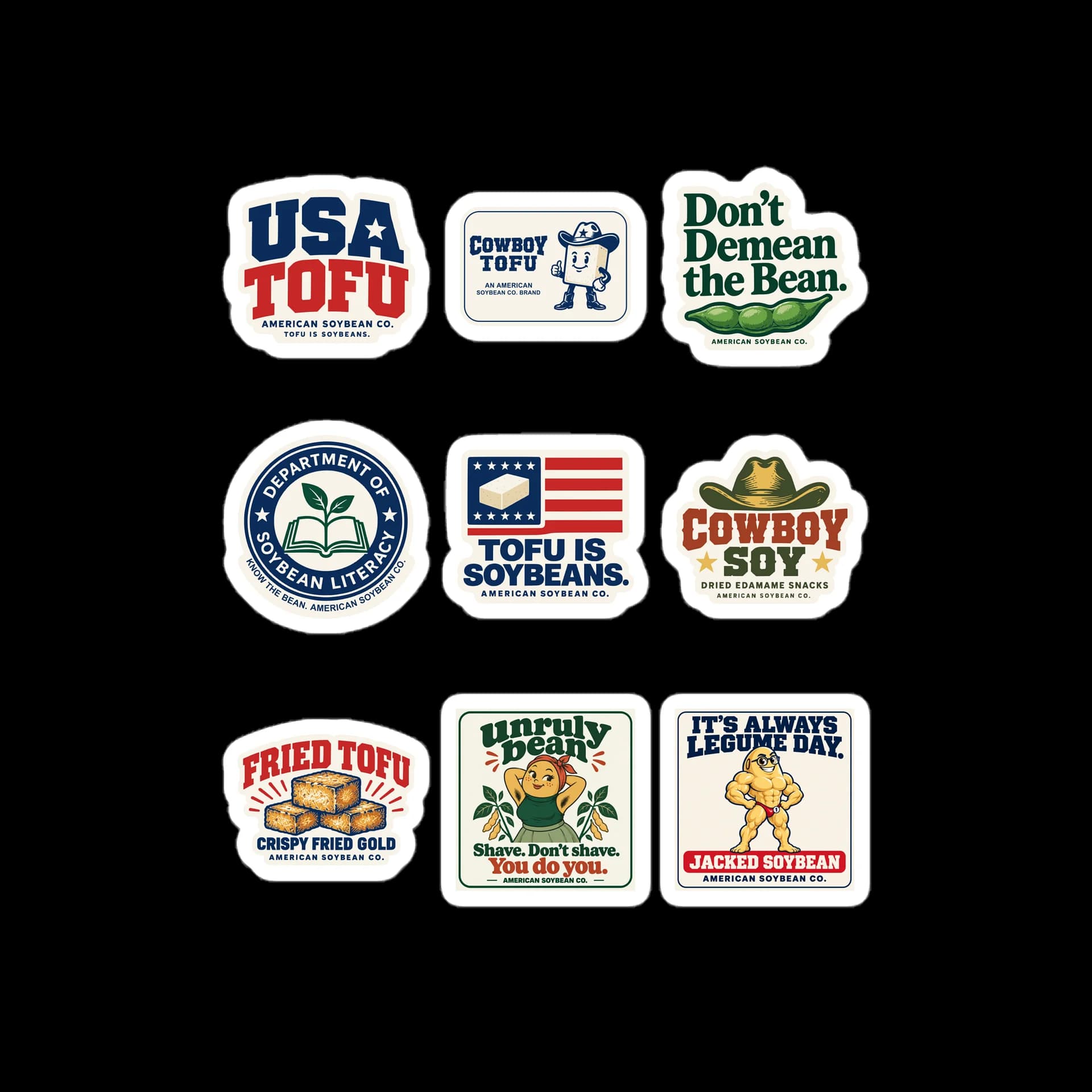USA TOFU Sticker Pack — 9 Designs — view 1
